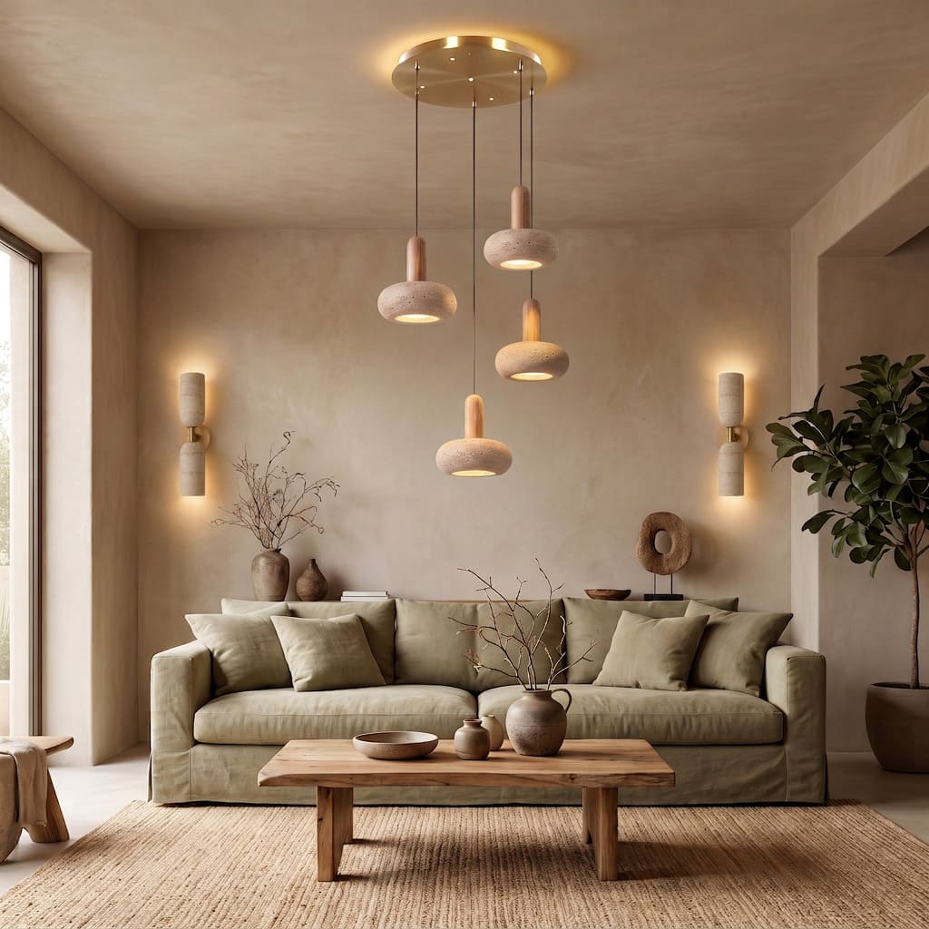Suspension STONE en pierre naturelle et bois | Style scandinave