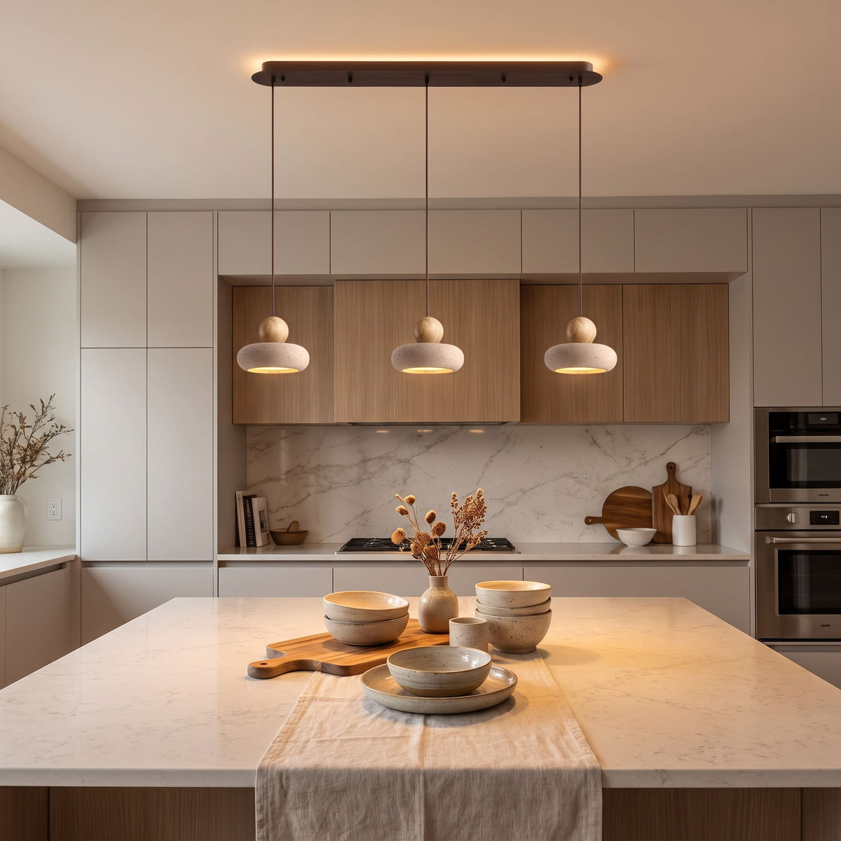 Suspension STONE en pierre naturelle et bois | Style scandinave