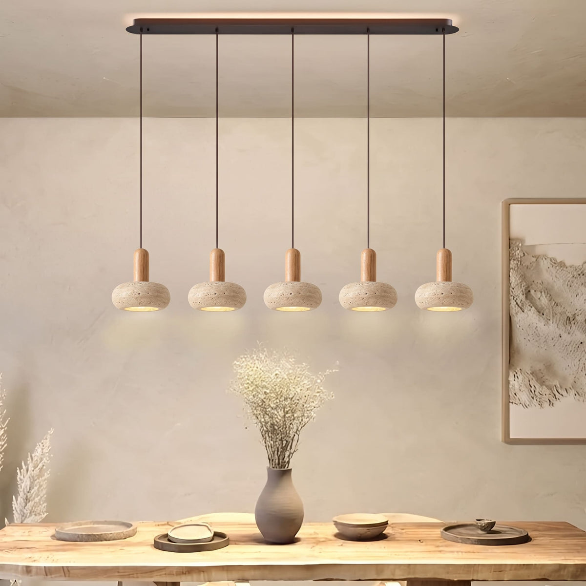 Suspension STONE en pierre naturelle et bois | Style scandinave