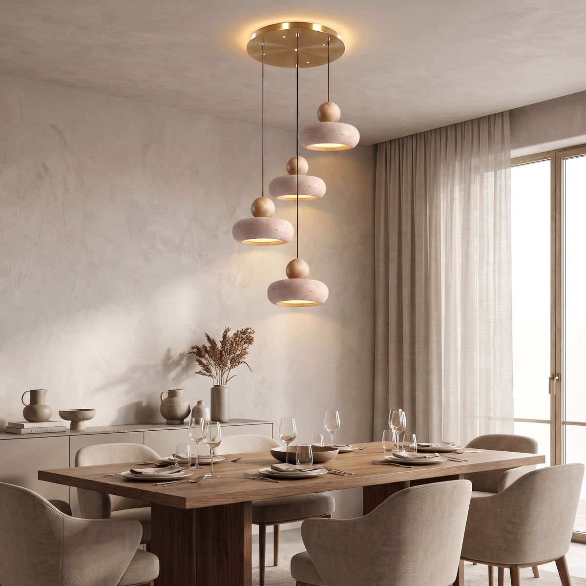 Suspension STONE en pierre naturelle et bois | Style scandinave