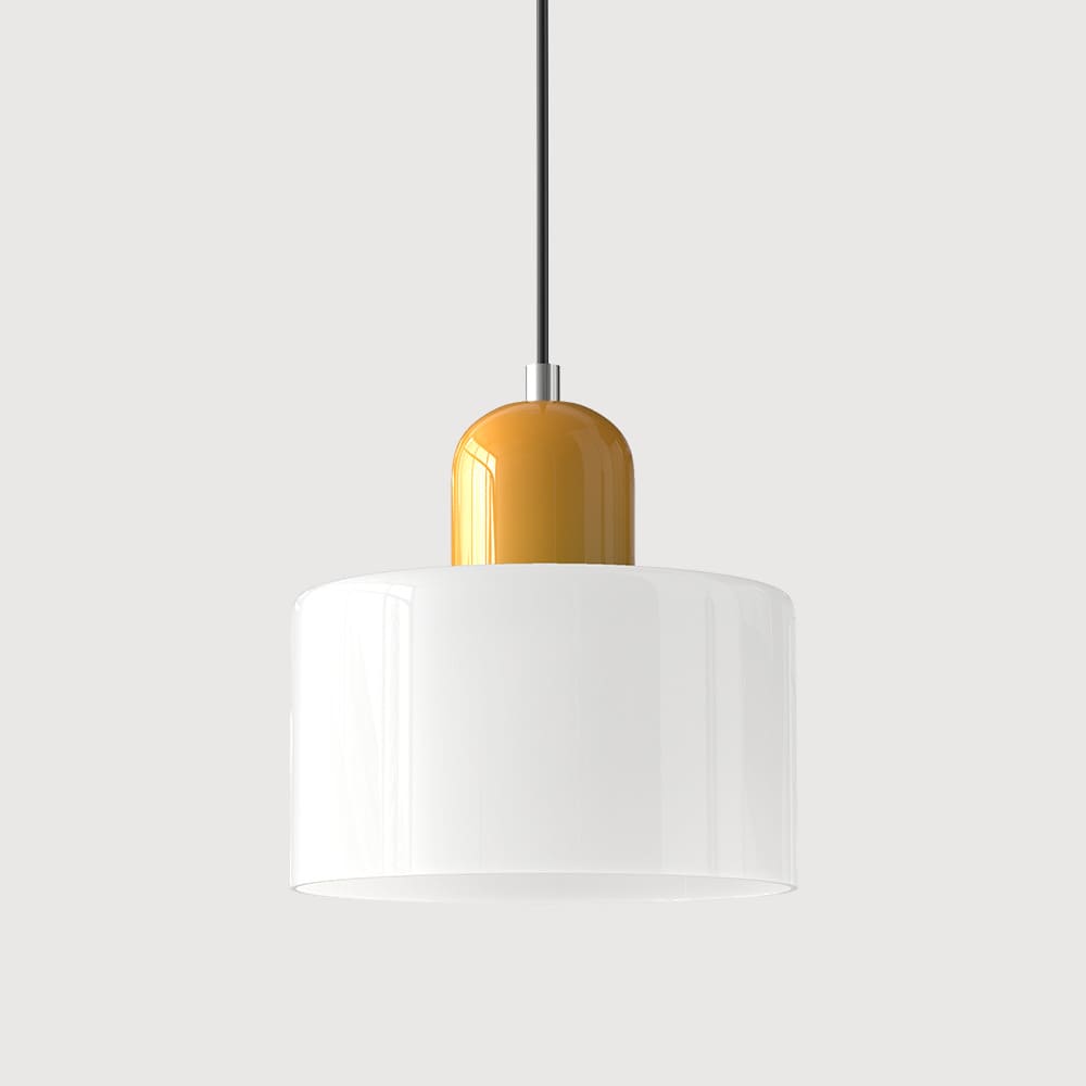 Suspension en verre coloré | Élégance rétro & touche pop Blanc / Jaune