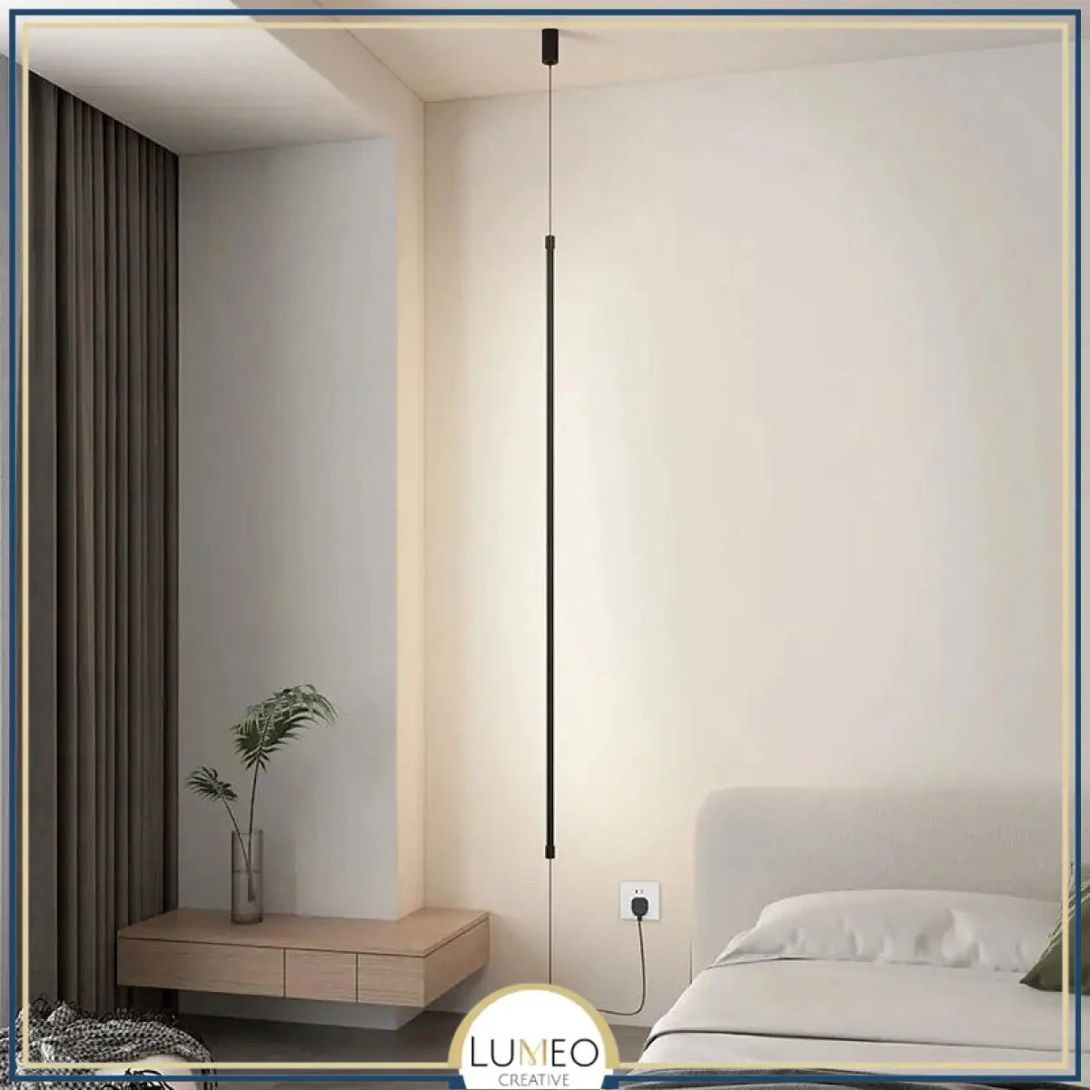 Tube lumineux mural vertical LED | Luminaire minimaliste avec option prise intégrée