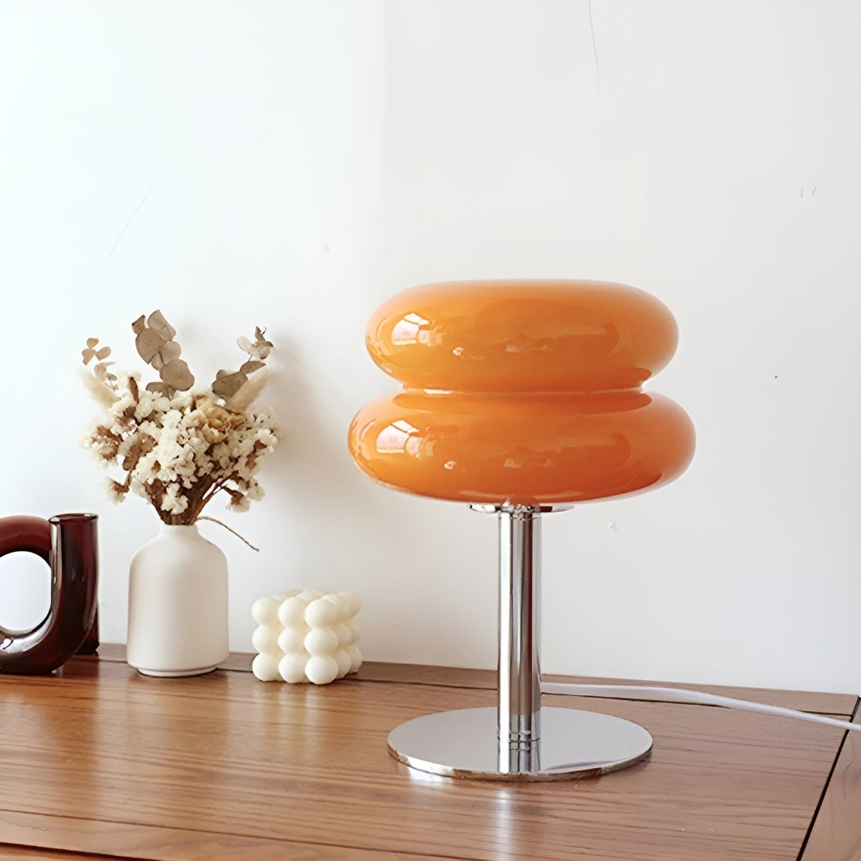 Lampe à poser en verre double diffuseur | Élégance vintage Orange