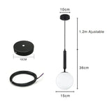 Suspension noir ou doré & boule en verre dépoli 15 cm | Noir / Tube / Blanc chaud