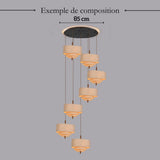Suspension tissu spirale et bois | Élégance contemporaine
