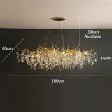 Lustre cascade cristalline doré ou argenté Or | 100 cm | Rectangulaire / Blanc froid