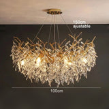 Lustre cascade cristalline doré ou argenté Or| 100 cm | Rond / Blanc froid