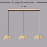 Suspension 3 luminaires fleur en tissu au style Japandi