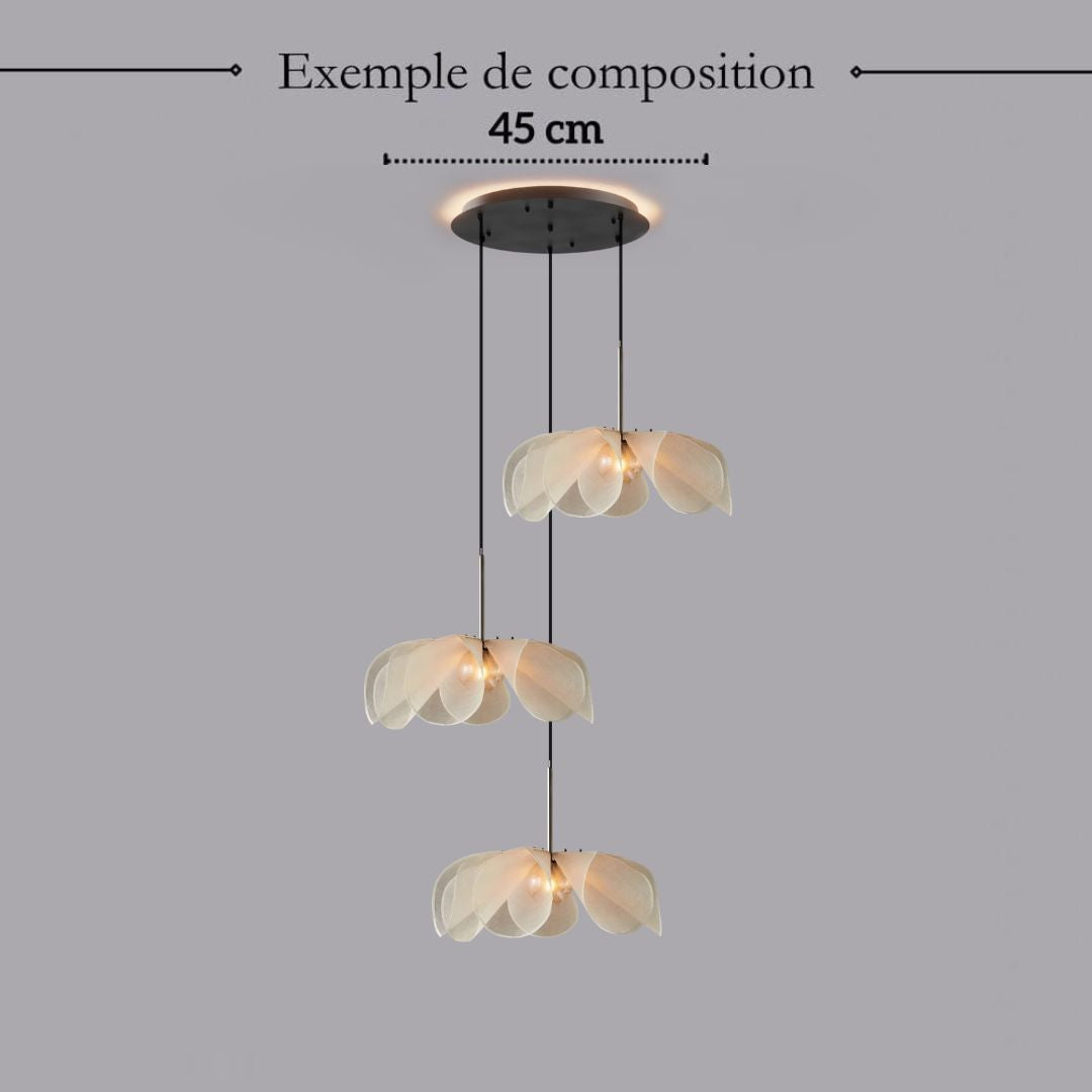 Suspension fleur en tissu au style Japandi