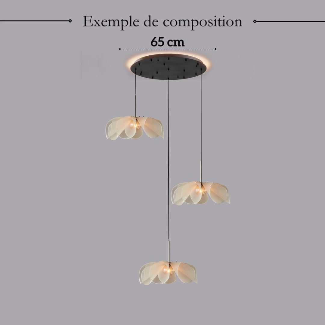Suspension fleur en tissu au style Japandi