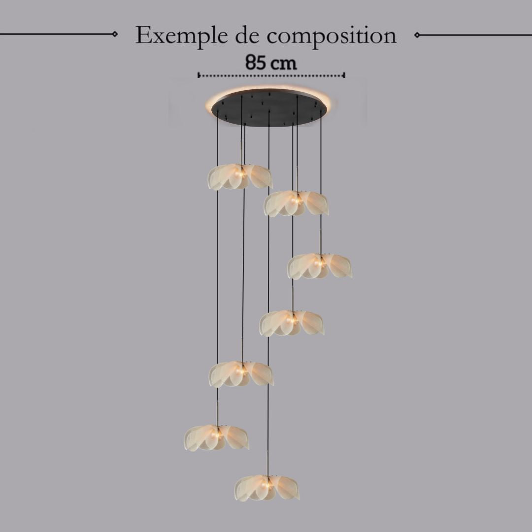 Suspension fleur en tissu au style Japandi