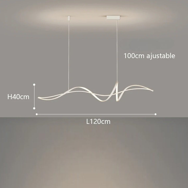 Lustre LED design ondulé | Chic & minimaliste Blanc / 120 cm / Blanc froid