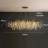 Lustre cascade cristalline doré ou argenté Or | 120 cm | Rectangulaire / Blanc froid