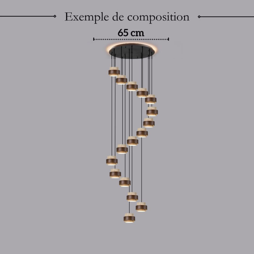 Suspension SATURNE en pierre naturelle et bois | Style scandinave