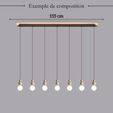 Suspension chic en verre opalin pierre naturelle et bois | PERLINE