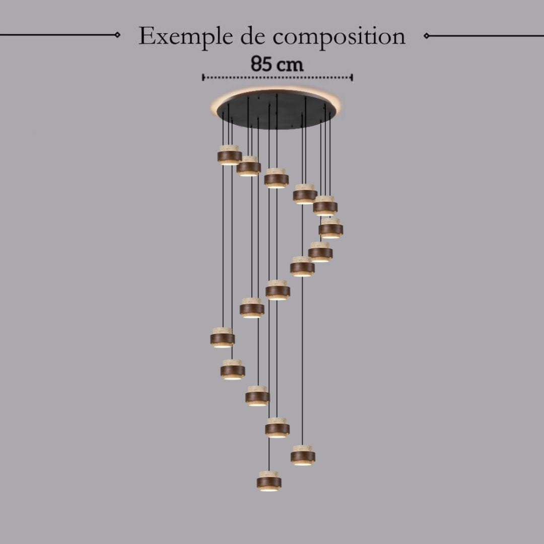 Suspension SATURNE en pierre naturelle et bois | Style scandinave