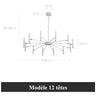 Lustre circulaire architectural en tubes à LED | Luminaire au design moderne Diamètre 100 cm 12 tubes / Blanc / Blanc