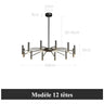 Lustre circulaire architectural en tubes à LED | Luminaire au design moderne Diamètre 100 cm 12 tubes / Noir / Blanc