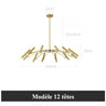 Lustre circulaire architectural en tubes à LED | Luminaire au design moderne Diamètre 100 cm 12 tubes / Or / Blanc chaud