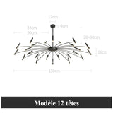 Lustre circulaire architectural en tubes à LED | Luminaire au design moderne Diamètre 130 cm / Modèle 2 / 24 tubes