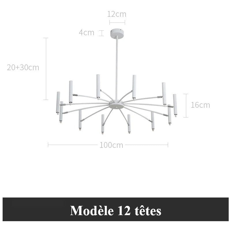 Lustre circulaire architectural en tubes à LED | Luminaire au design moderne