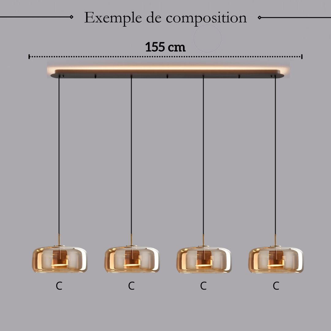 Suspension moderne en verre teinté NOVA | 1 Suspension