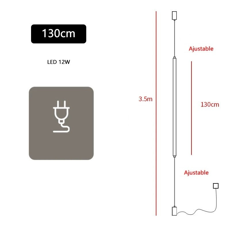 Applique linéaire plafond sol | Éclairage minimaliste vertical 130 cm / Avec prise / Blanc froid