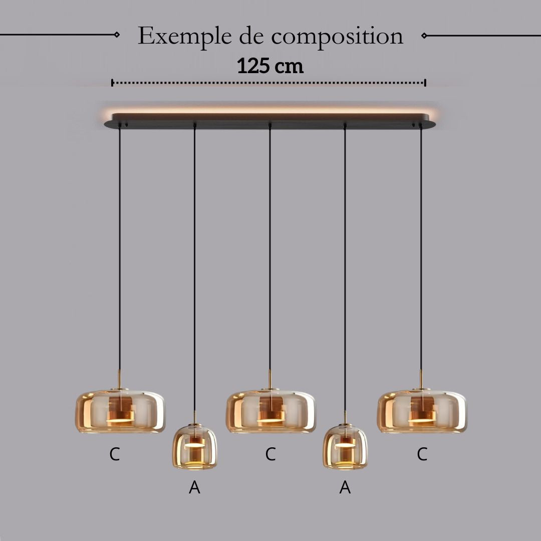 Suspension moderne en verre teinté NOVA | 1 Suspension