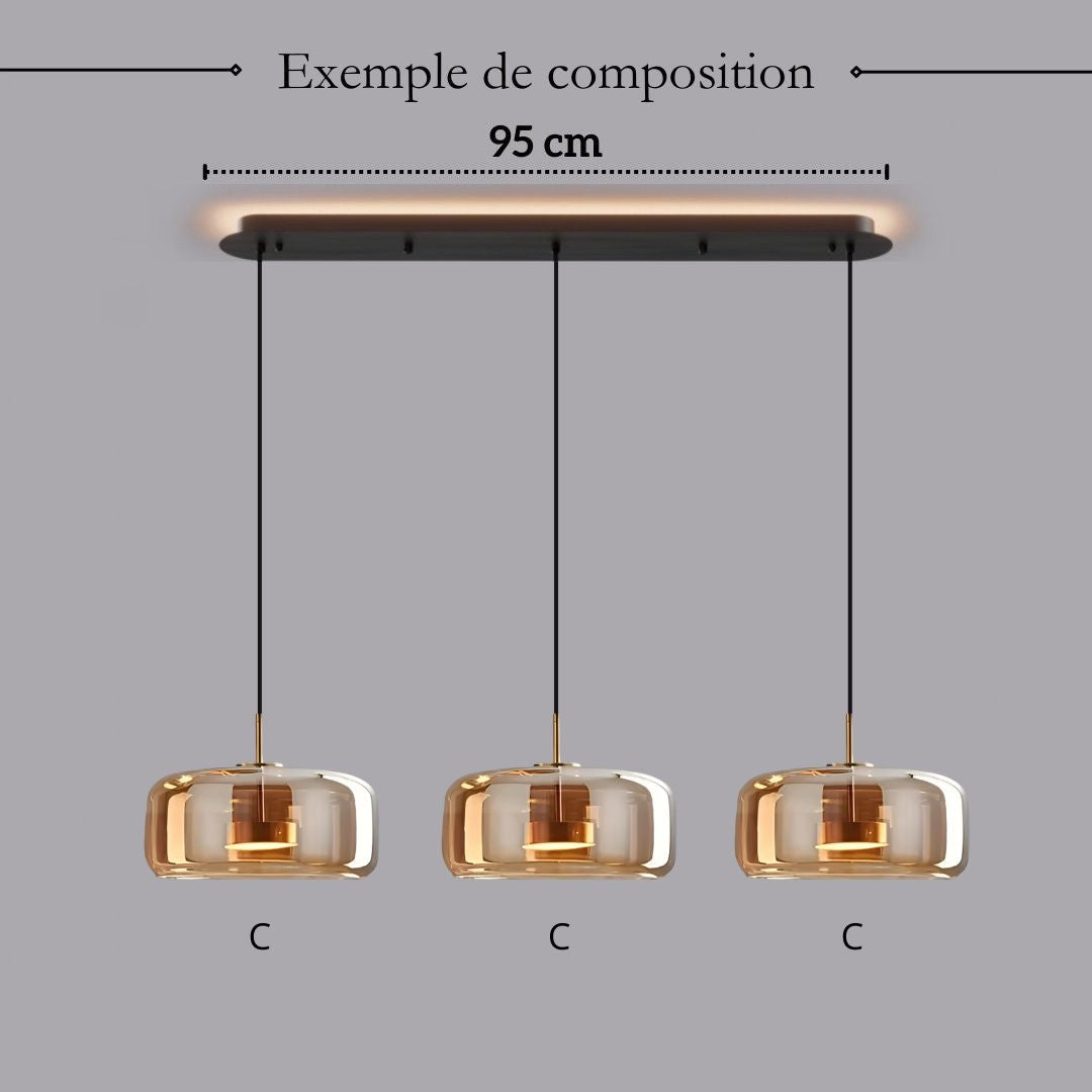 Suspension moderne en verre teinté NOVA | 1 Suspension