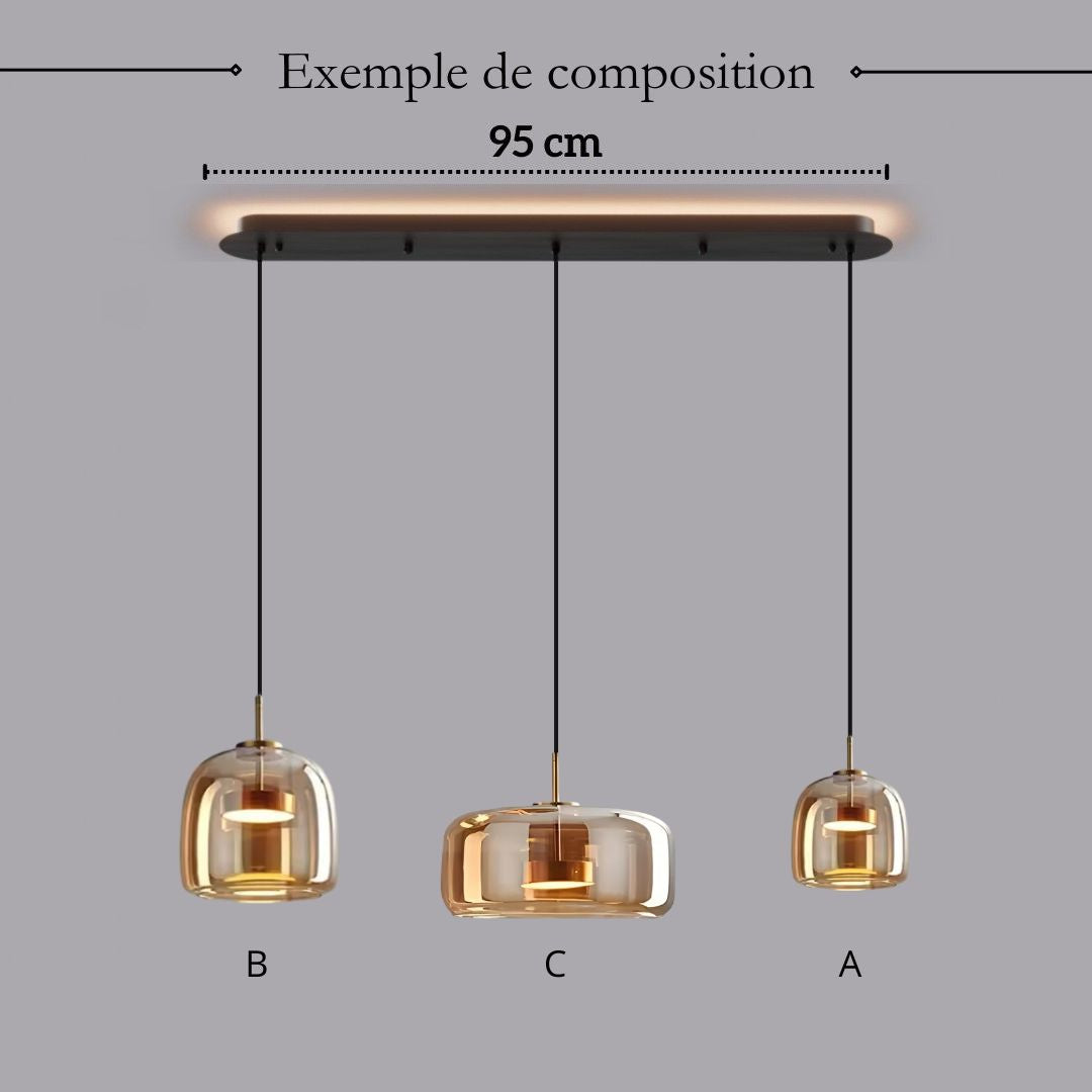 Suspension moderne en verre teinté NOVA | 1 Suspension