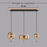 Suspension moderne en verre teinté NOVA | 1 Suspension