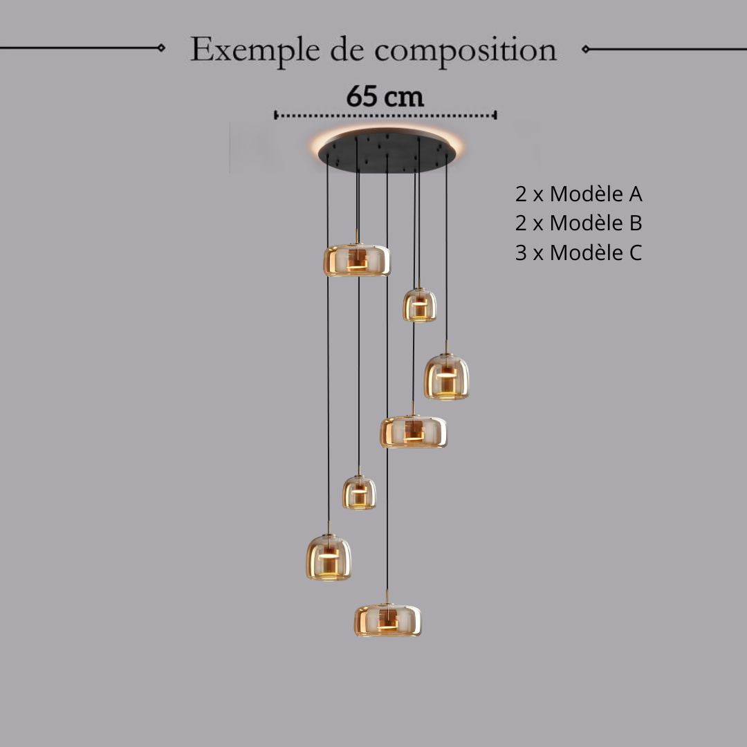 Suspension moderne en verre teinté NOVA | 1 Suspension