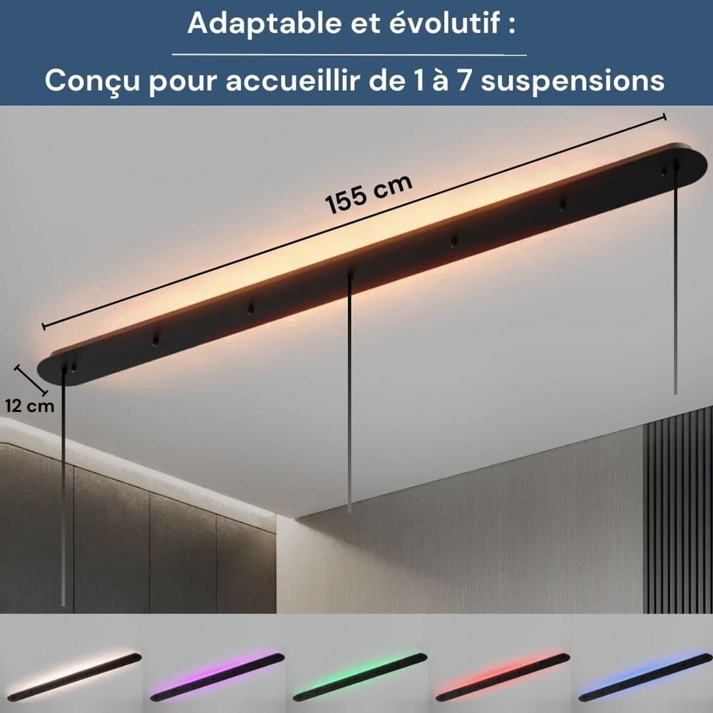 Socle de plafond rectangulaire adaptatif pour Suspensions