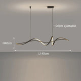 Lustre LED design ondulé | Chic & minimaliste Noir / 140 cm / Blanc froid