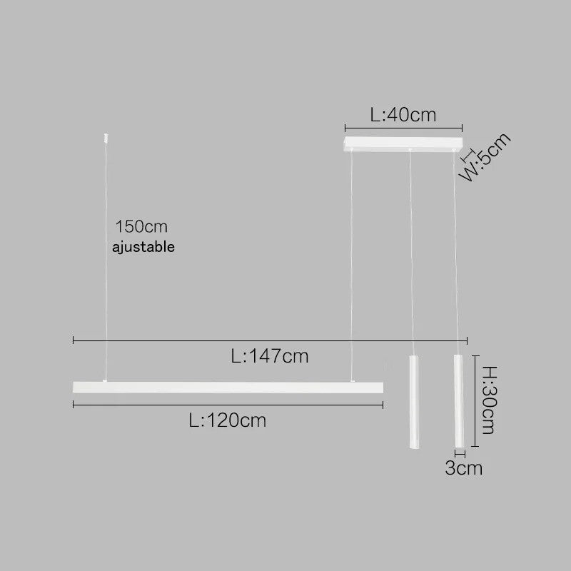 Suspension linéaire LED minimaliste | Ligne pure et éclairage structuré Blanc 147cm / Blanc froid