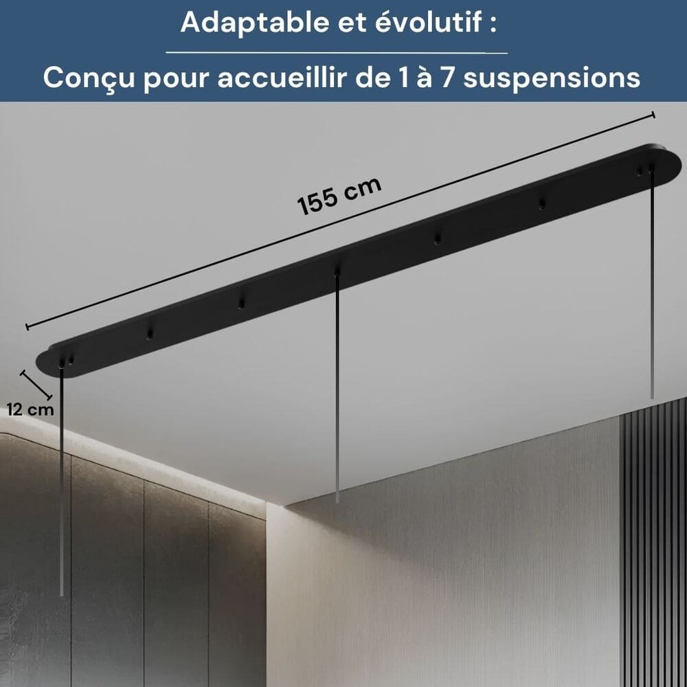 Socle de plafond rectangulaire adaptatif pour Suspensions