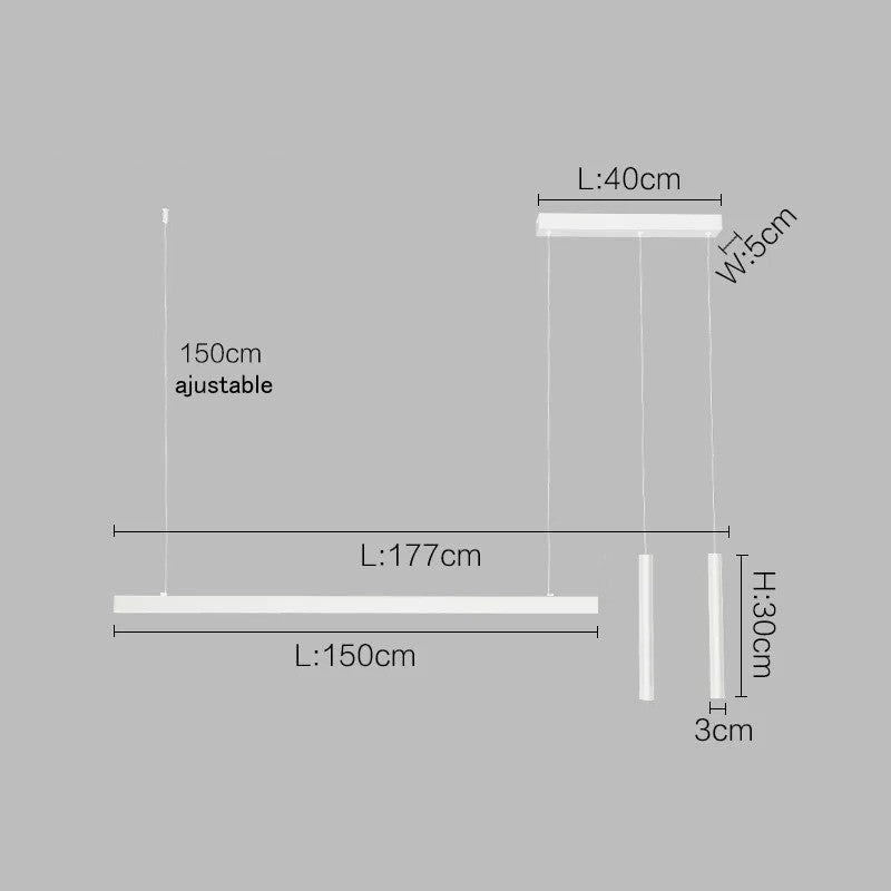 Suspension linéaire LED minimaliste | Ligne pure et éclairage structuré Blanc 177cm / Blanc froid