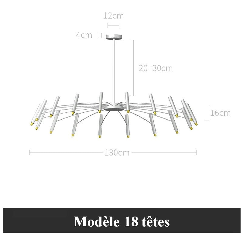 Lustre circulaire architectural en tubes à LED | Luminaire au design moderne