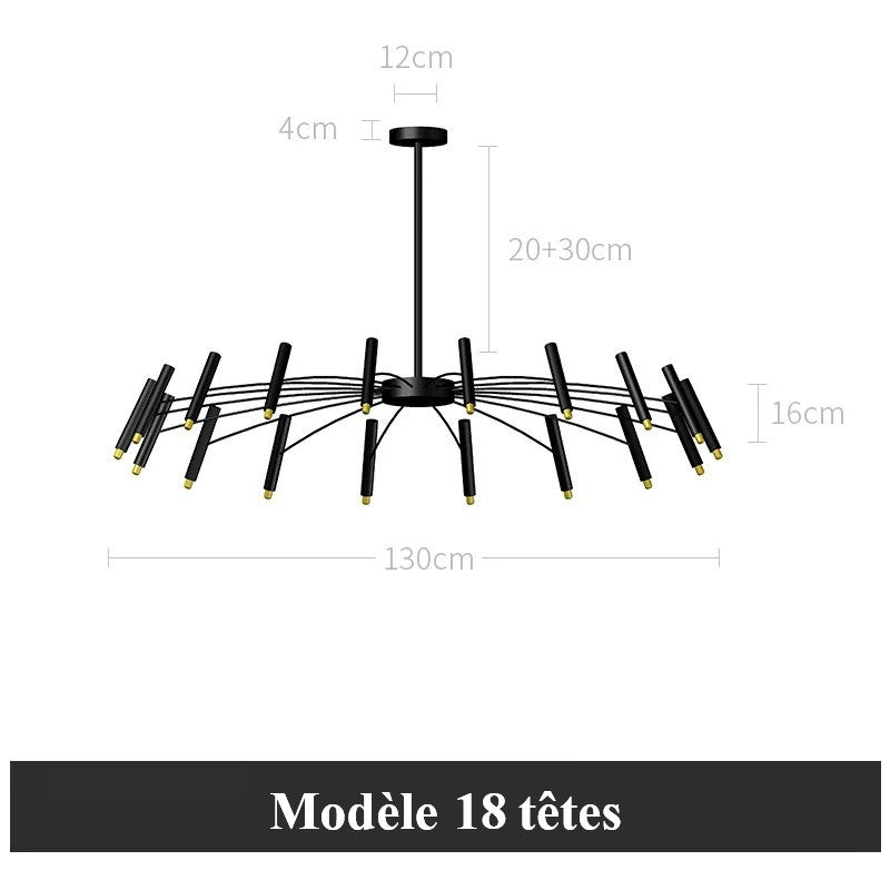 Lustre circulaire architectural en tubes à LED | Luminaire au design moderne