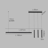 Suspension linéaire LED minimaliste | Ligne pure et éclairage structuré Noir 227cm / Blanc froid