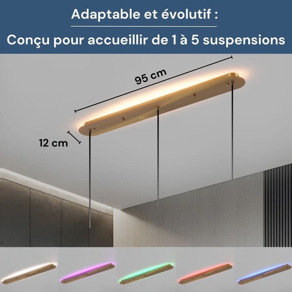 Socle de plafond rectangulaire adaptatif pour Suspensions