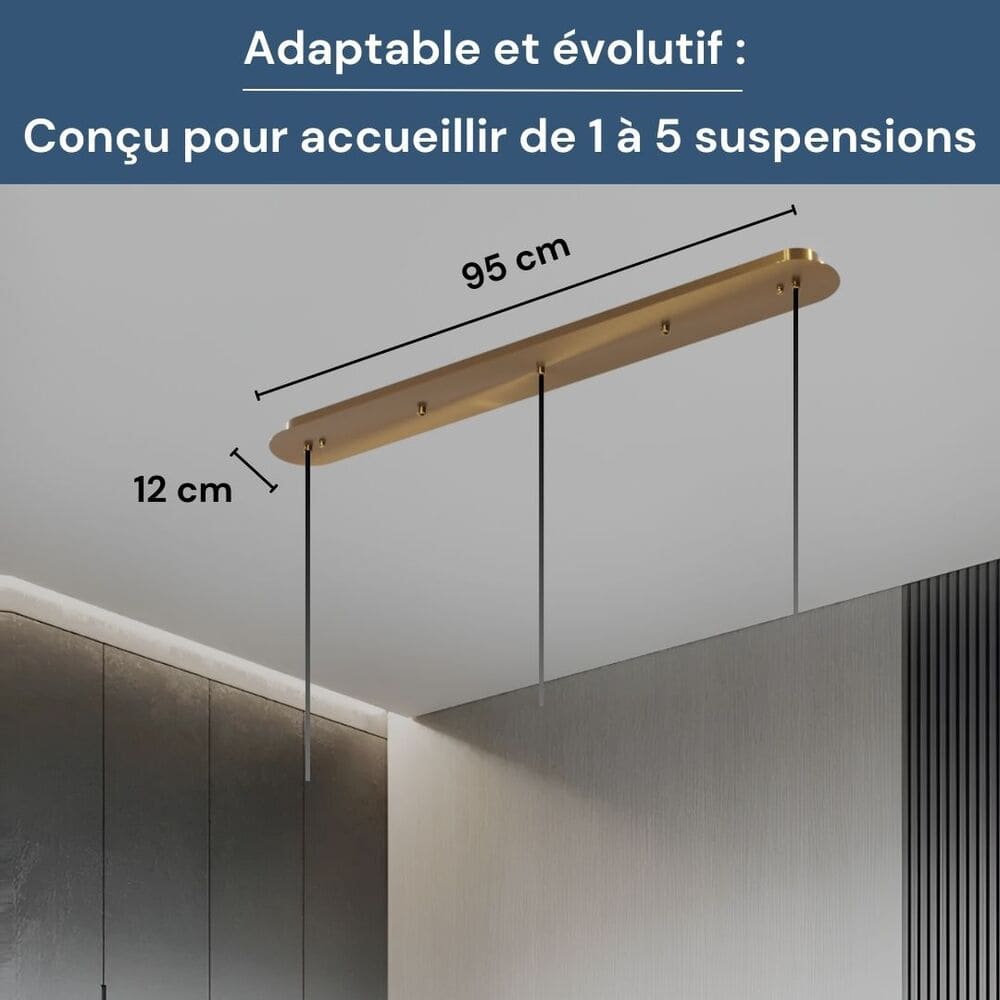 Socle de plafond rectangulaire adaptatif pour Suspensions