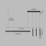 Suspension linéaire LED minimaliste | Ligne pure et éclairage structuré Noir 247cm / Blanc froid