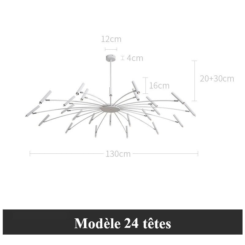 Lustre circulaire architectural en tubes à LED | Luminaire au design moderne
