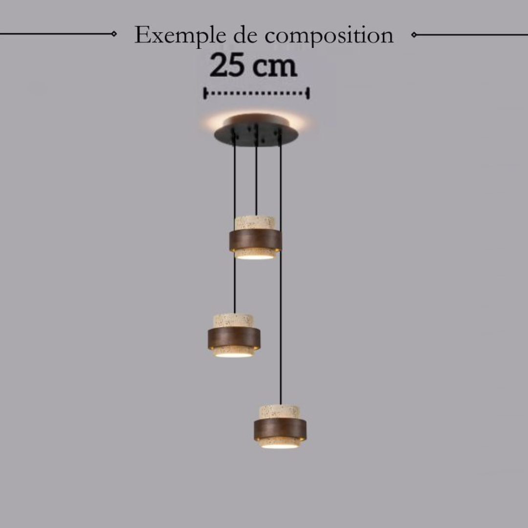 Suspension SATURNE en pierre naturelle et bois | Style scandinave