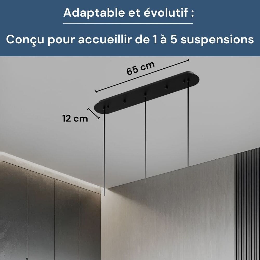 Socle de plafond rectangulaire adaptatif pour Suspensions