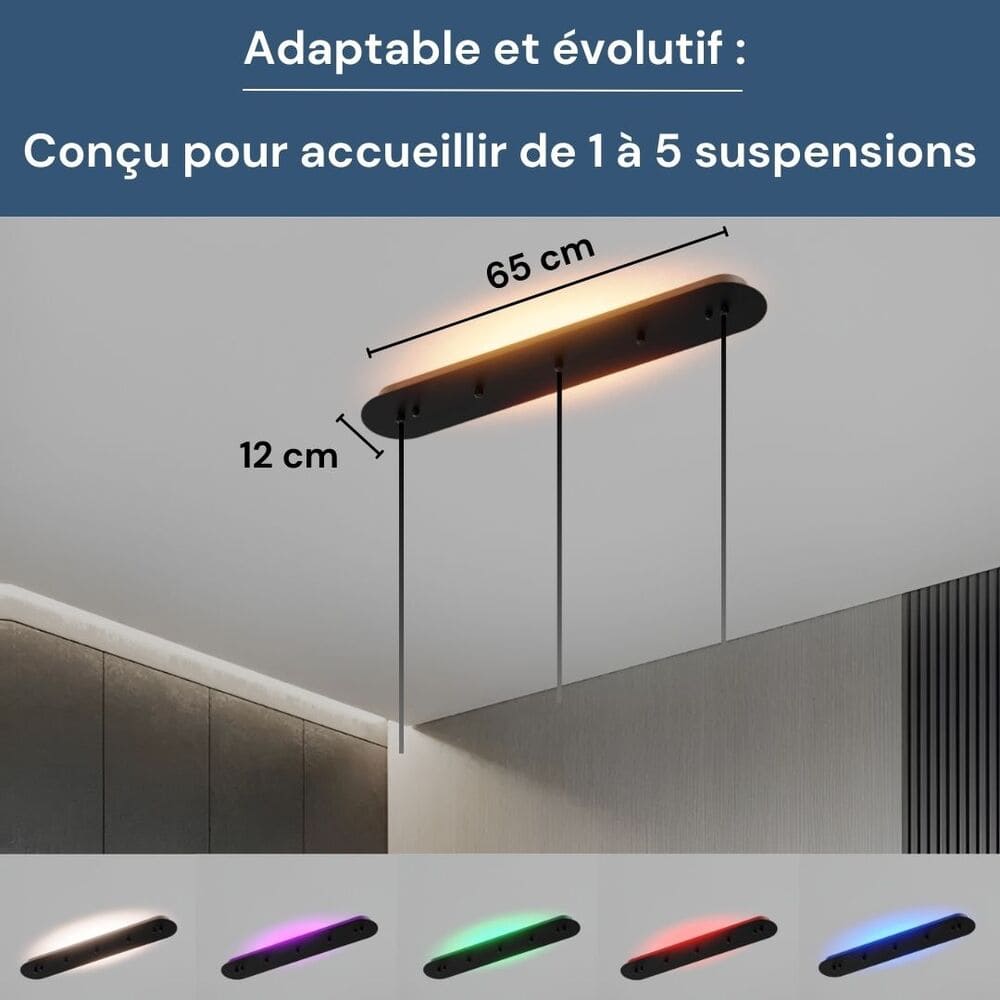 Socle de plafond rectangulaire adaptatif pour Suspensions