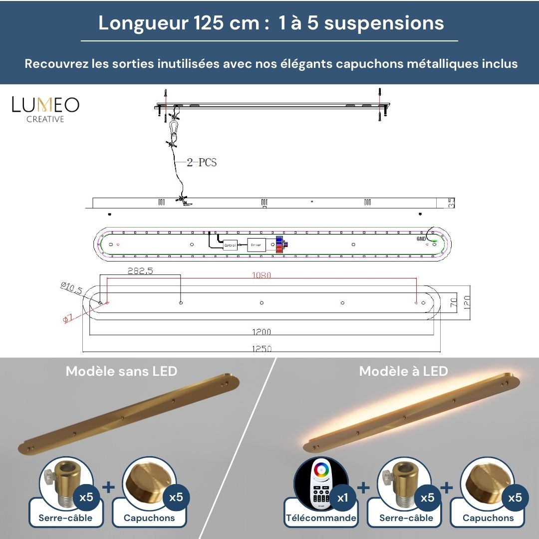 Socle de plafond rectangulaire adaptatif pour Suspensions