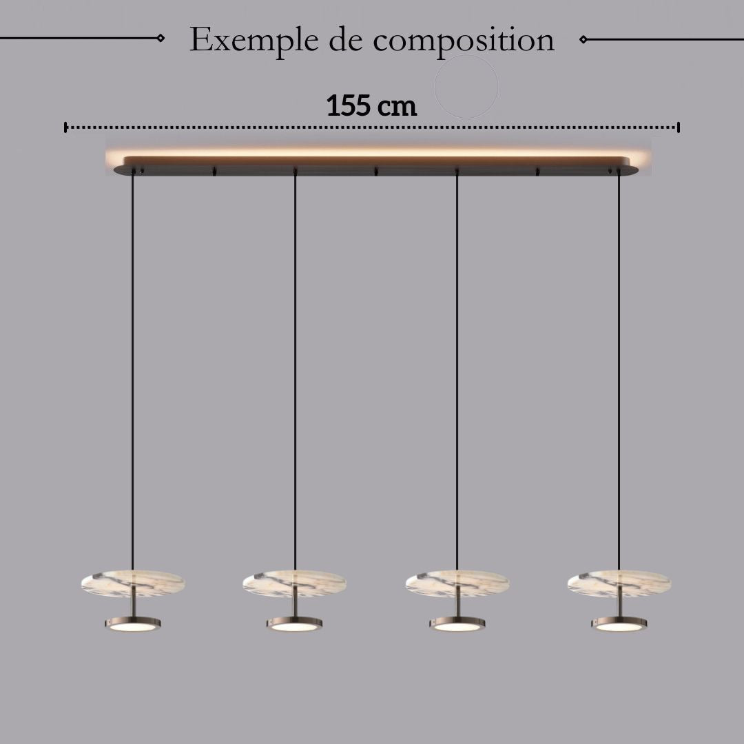 Suspension disque en marbre naturel | Luminaire haut de gamme à LED