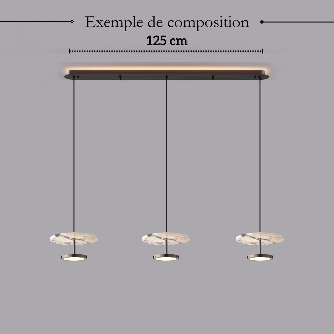 Suspension disque en marbre naturel | Luminaire haut de gamme à LED